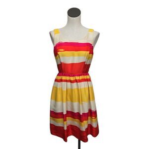 Spiegel Vintage Womens‎ Size 4 Silk Bold Striped Dress Sleeveless Colorful Artsy